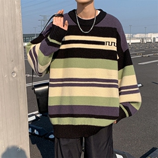 B384P48秋冬男装毛衣时尚休闲宽松打底衫条纹鹿毛绒，男装针织衫/毛衣，星座512-6