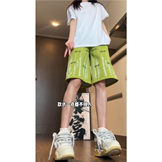港风夏季新款潮流印花菠萝格宽松休闲短裤B315-K24184-特P25控48，男装牛仔裤，电商B315