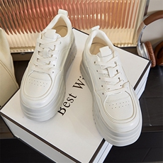 发泡底真皮小白鞋女2024秋冬新款厚底运动板鞋女休闲单鞋百搭女鞋，女鞋休闲鞋，电商A223