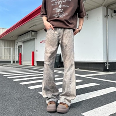 小众3D印花牛仔裤男秋美式复古vintage宽松休闲直筒裤RK3038-P56，男装牛仔裤，星座412-1