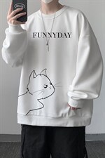 华夫格卫衣圆领卫衣男大码长袖t恤男外套HW76149-P30加绒款-P40，男装卫衣，电商A040