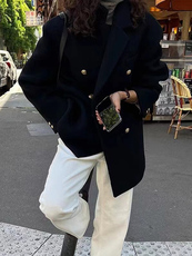 短款西装呢大衣小个子黑毛呢外套2025新款秋冬季保暖8073p85k138，女装毛呢外套，浙宝318