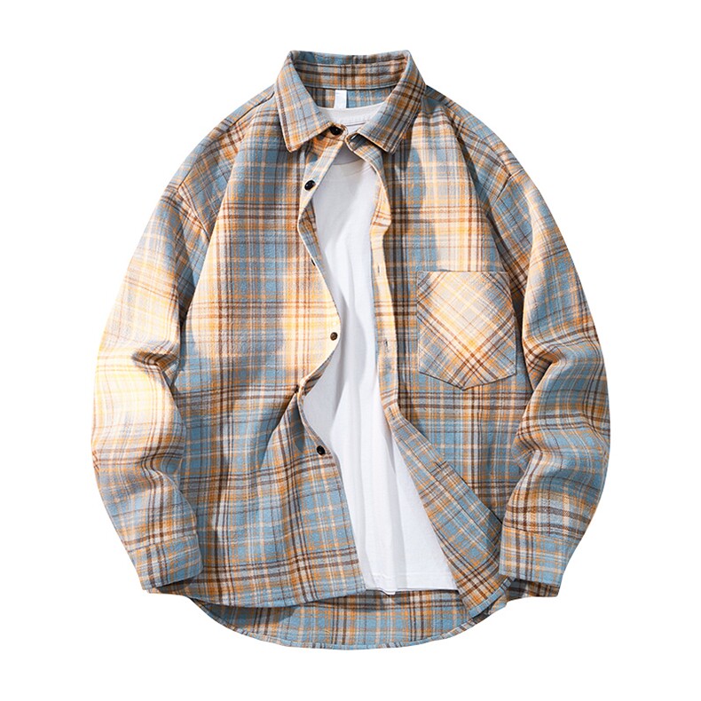 格子衬衫男长袖2026新款春秋痞帅潮牌秋冬宽松衬衣外套YY8850，男装衬衫，星座1206（原A206）