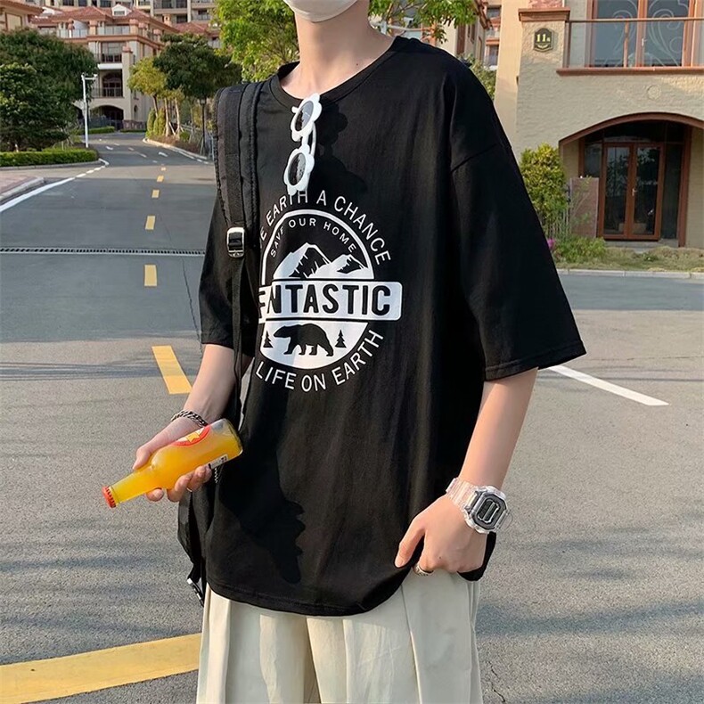 夏季新款短袖t恤男潮牌印花半袖ins港风宽松学生上衣潮TX608-P25,男装T恤,星座1008
