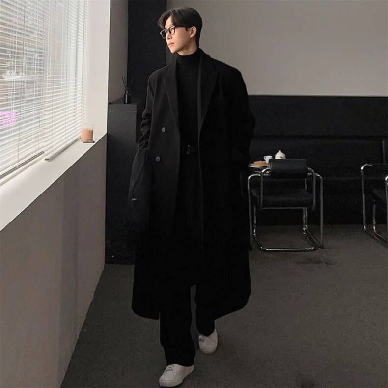 超长款秋冬韩版毛呢大衣宽松高级感潮流外套DY0019P128,男装毛呢大衣,星座1004（原星座815-3）