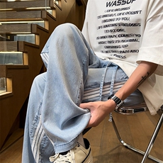 美式潮牌冰丝牛仔裤夏季主推竖条牛仔长裤25XK67075特批40，男装牛仔裤，电商A042