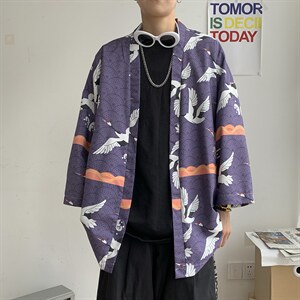 仙鹤龙港风日系潮外套防晒服和服开衫薄款半袖道袍防晒衣F12/P40，男装风衣，钱塘713