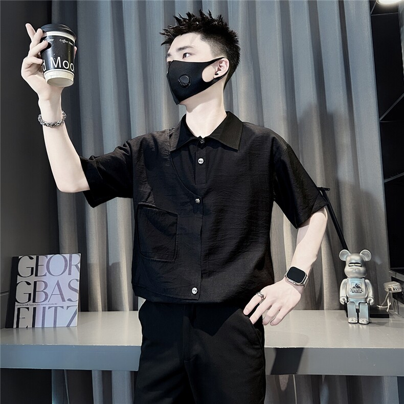 设计感小众衬衫男短袖宽松版潮流百搭社会小伙301C-CS14-P58控78,男装T恤,星座301C（原B323）