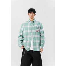 8XL-M小狗格子衬衫男长袖2025春情侣款寸衣宽松衬衣CS519P58控78，男装衬衫，电商D206-1