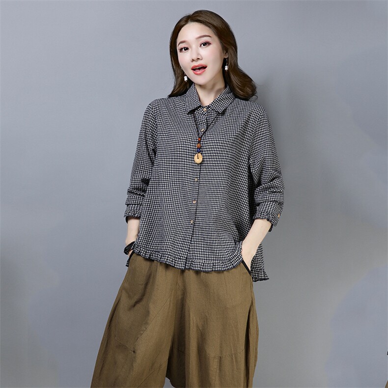 衬衫2021年秋季个性显瘦修身百搭长袖拼接POLO领潮流简约，女装衬衫，叶笙衣