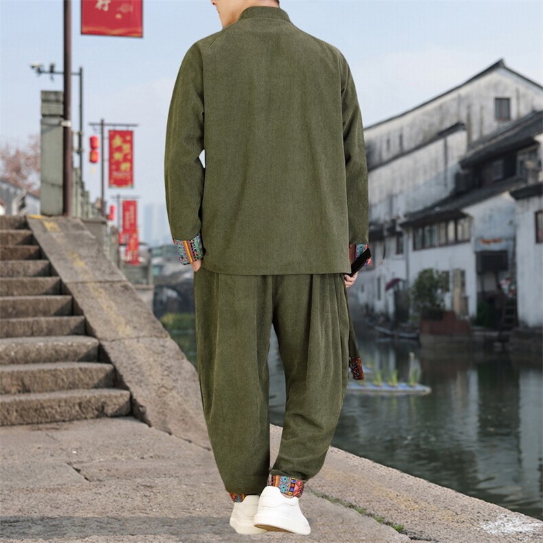 男士外套灯芯绒夹克套装盘扣立领风XZ1512-2502套装-P130,男装夹克,星座1512