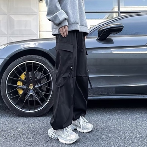 美式vibe双膝伐木裤男女穿搭高级感杏色裤子直筒宽松休闲工装裤夏图片
