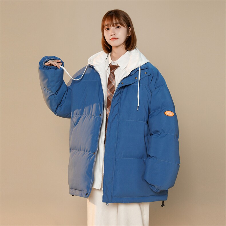 棉衣男士新款冬季加厚假两件羽绒棉服潮牌面包服男女棉袄保暖外套,男装棉衣,电商A409-1