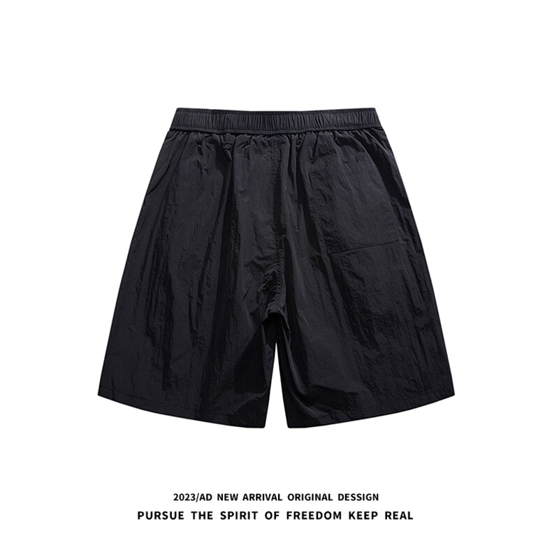 白底23夏季时尚美式复古垂感松紧腰宽松短裤KZF504P45控68,男装牛仔裤,电商A247-1