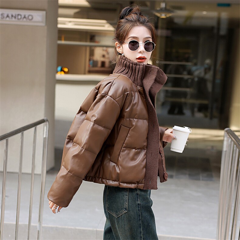 【BAO款现货】pu皮羽绒服女2025冬新韩系休闲小个子白鸭绒厚外套,女装羽绒服,意芙