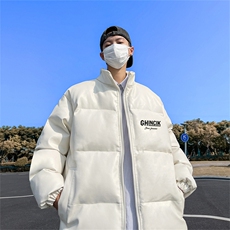 均可提供短视频高品质港风GH英文PU皮加厚棉衣PM123-p110控148，男装棉衣，星座508（原C305）