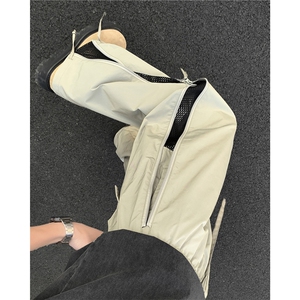 直播夏季侧拉链透气网布休闲裤男宽松速干裤伞兵裤K10130-P35图片