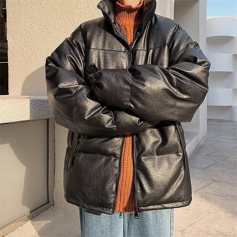 机车风亮面皮衣男男生棉服PU皮棉衣炸街外套面包服PD14,男装皮衣,星座1116A-1（原606A）