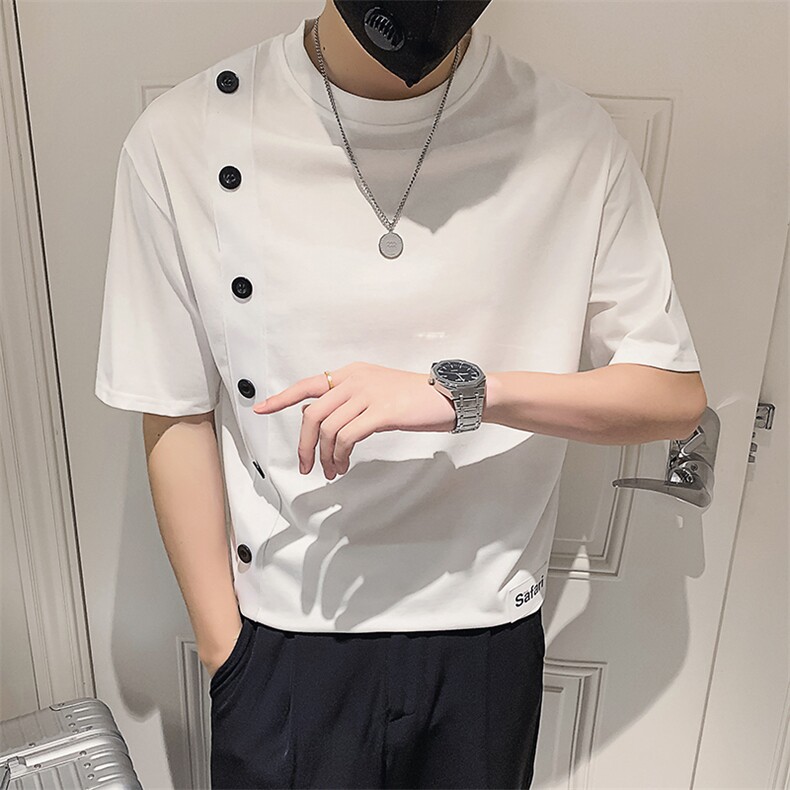 白色2023精神小伙修身男士圆领短袖T恤打底衫潮6665-P45控68,男装T恤,电商A108