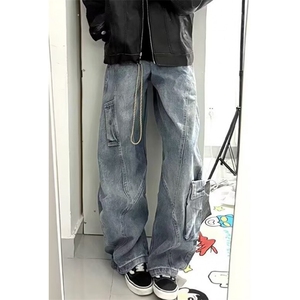 [008] 喇牛仔裤男款水洗做旧高街直筒潮阔腿裤子 a079-N863-p56图片