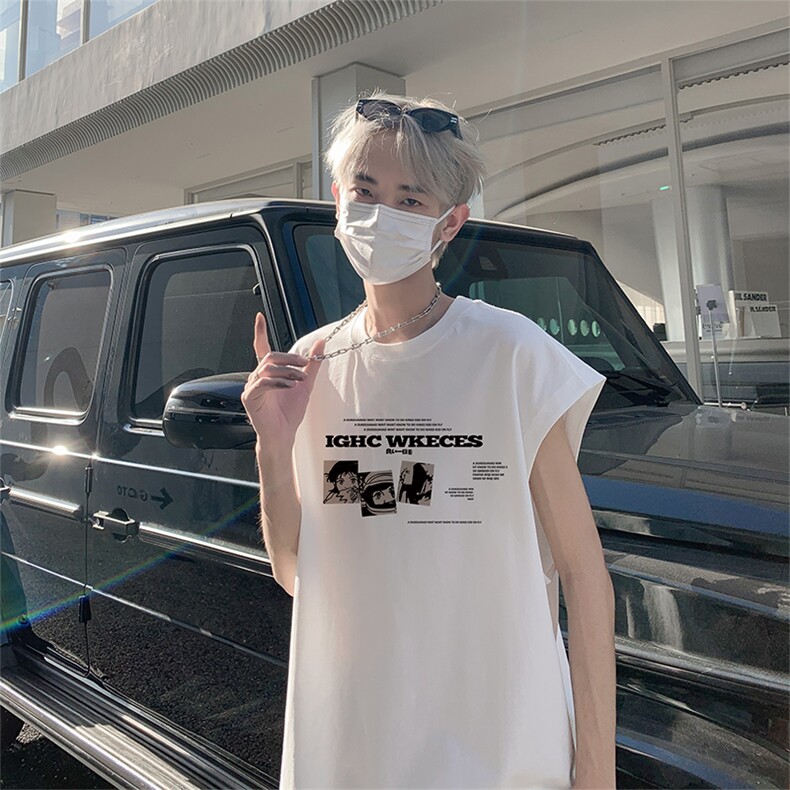 直播抖音得物品质纯棉250克无袖背心T恤T2529P25控39，男装背心/马甲，电商C408(原B339-1)