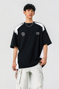 凉感双色拼接设计羽毛球球服大码M-5XL短袖T恤男DX78029P50控78图片
