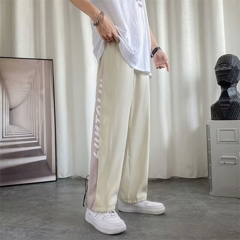 拼接裤子男潮牌休闲运动阔腿韩版束脚卫裤宽松型,男装休闲裤,星座1013