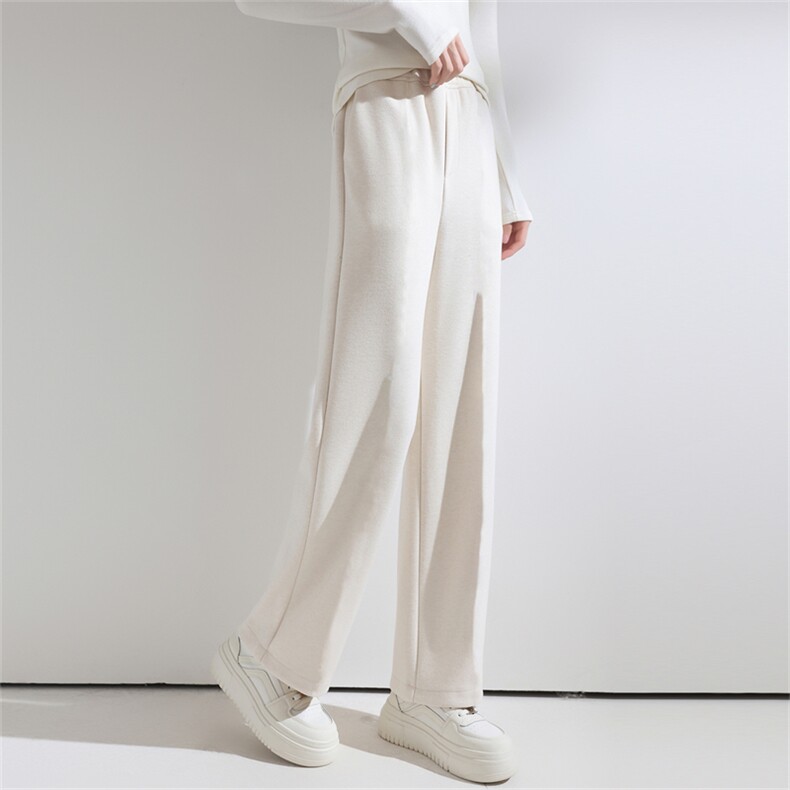 2025年秋季毛呢人字纹休闲阔腿裤（带腰绳），女装休闲裤，九戎