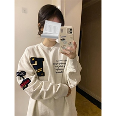 5433-P48原版做工刺绣后包领休闲卫衣薄款/加绒，女装卫衣/绒衫，星座617A-2