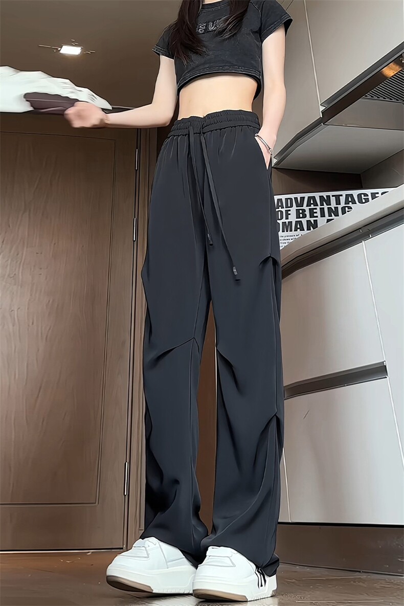 特批P35无差价夏季冰丝薄款凉爽褶皱阔腿裤男中性拖地长裤K1406,男装休闲裤,电商A001
