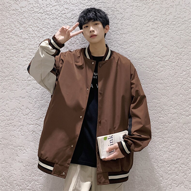 小牛津上衣夹克宽松落肩拼色棒球服外套XZ214-8 JK701-P65图片