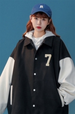 中性2025秋季潮流ins撞色印花宽松呢料外套G611P85控118，女装短外套，A247A