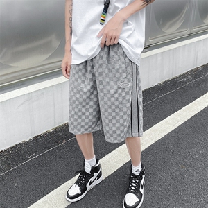 夏季棋牌格 宽松直筒五分短裤XZ1004-1 DK181 P45 控58图片