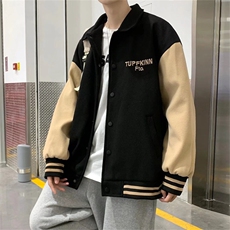 秋季情侣潮流宽松ins夹克美式复古毛呢棒球服外套男士W4921-P53，男装夹克，星座512-2