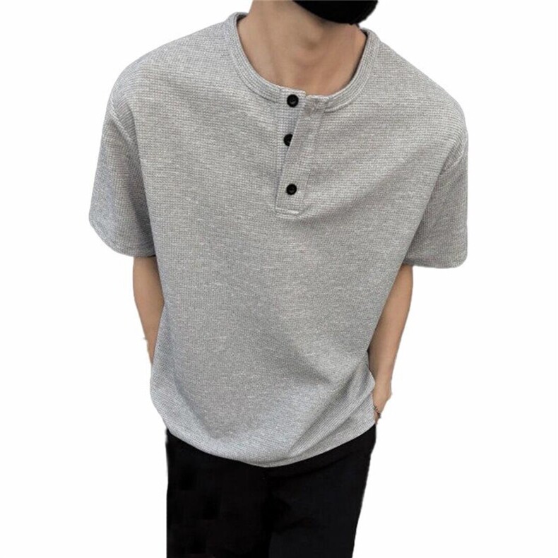 亨利领短袖T恤百搭宽松复古体恤衫休闲运动上衣310A-PL02-特批14，男装T恤，星座310A-4