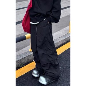 特批P38无差价夏季褶皱内衬透气网眼宽松弯刀裤男休闲阔腿裤K5733图片
