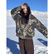 连帽牛仔棉服男女重磅迷彩树枝座山雕加绒加厚夹克外套JK64，男装夹克，星座1116A（原606A-3）