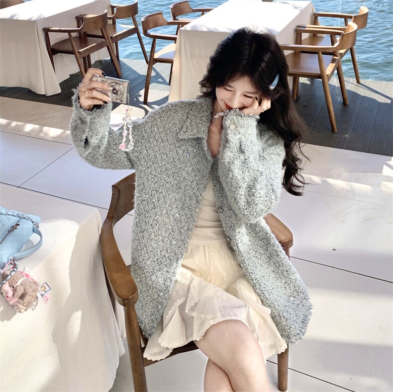 主推新款春季小香风毛边流苏亮片编织外套（大货已出）,女装毛呢外套,2C222