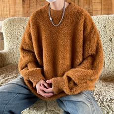 WASSUPHAPPY毛衣男冬季复古高级感针织衫潮牌慵懒风软糯休闲线衣，男装针织衫/毛衣，电商B220