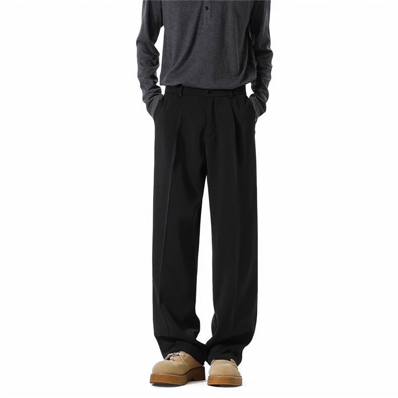 2025秋冬纯色休闲裤男拖地裤百塔小直筒垂感小西裤K3340-特P30，男装休闲裤，电商042