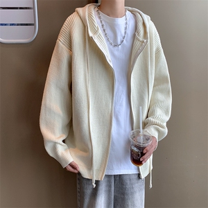 针织开衫男士韩版潮流连帽开衩宽松百搭2024秋冬ins毛衣MZ457-P57图片