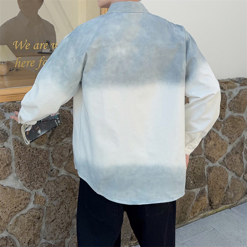 高品质纯棉扎染渐变工装寸衫外套店主风社会小伙潮牌新款CS72P68,男装工装外套,星座301B-1