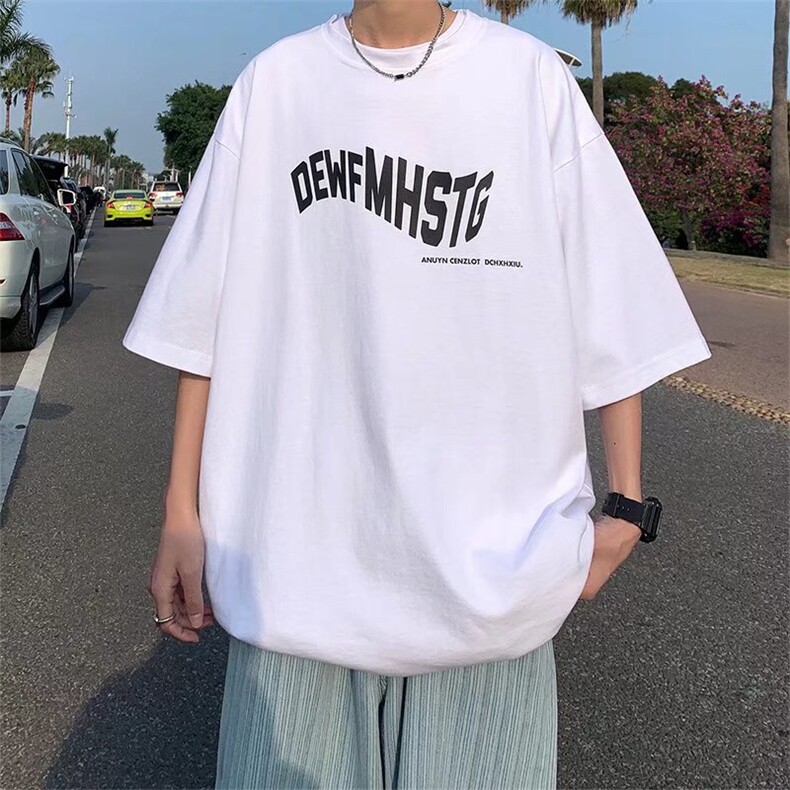 设计字母印花短袖T恤男潮牌潮流夏季宽松圆领上衣T178P28,男装T恤,星座1116-2