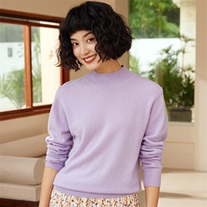 2025年秋季新款十二针平面半高领针织羊绒女士上衣时尚休闲通勤，女装羊绒衫，高粱穗羊绒