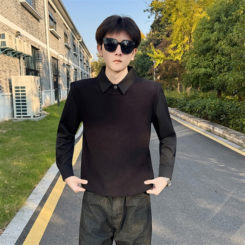 店主风小伙秋冬针织假二件毛衣男301A-1/M80/P75,男装针织衫/毛衣,星座301A-1