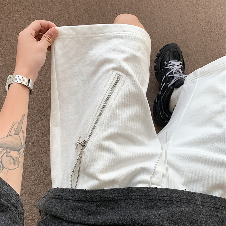 拉链装饰短裤X5490-TP35控价58美式高街潮牌男装设计感拉链中裤,男装休闲裤,电商A102-1