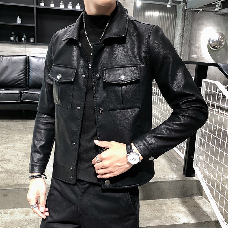 312A-5-X48-P120新款皮衣男韩版立领机车服青年水洗皮夹克b,男装夹克,星座312A-5