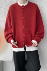 假两件高级感叠穿毛衣男美式针织开衫外套男MY1232-P78，男装针织衫/毛衣，电商D206-1