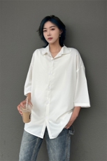 港风大码网红凉感宽松翻领短袖衬衫男女XZ213-CS8804-P35控58，男装衬衫，星座213