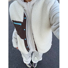 高品户外情侣撞色拼接羊羔毛立领摇粒绒马甲外套男女A1143-P72，女装短外套，星座1505